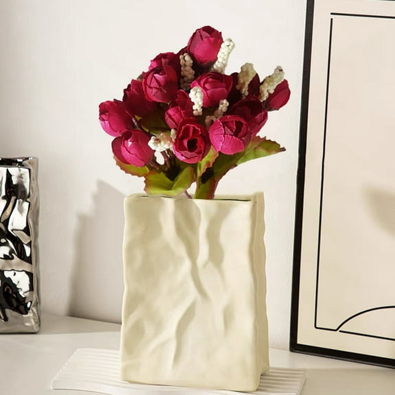 Todaioua 5 Pcs Ivory Ranunculus Artificial Silk Flowers, Realistic Faux Mini Ranunculus Bulk for DIY Wedding Bouquets, Bridal Shower Decor, Centerpieces, Home Arrangements & Party Decorations