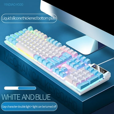 Quinlirra 50% off Gaming Keyboard USB Wired Floating Keyboard, Ergonomic Water Mechanical Feeling Keyboard, Ultra-Slim LED Backlit Keyboard for Desktop, Compute