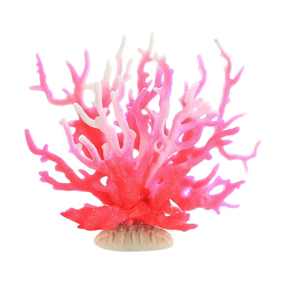 Quinlirra Artificial Aquarium Coral Decor, Plastic Faux Coral Reef Decorative Cute Fish Tank Decorations, Realistic Ocean Plant Ornaments for Party, Living Room-pink white&6.7*2.6*5.7inch