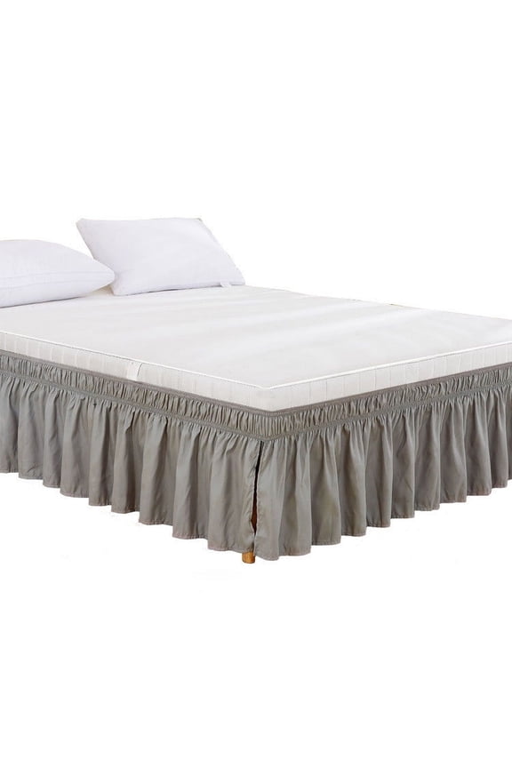 Bed Skirt Wrap Around Elastic Ruffles With Elastic Belt, Easy to Put On, Wrinkle Free Bedskirt Dust Ruffles, Frame Cover For Queen, King Beds