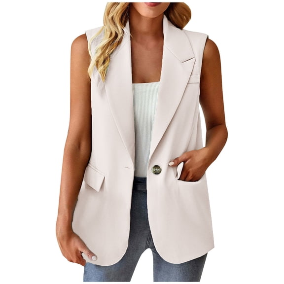 Quinlirra Blazers for Women Casual Women's Fashion Sleeveless Color Casual Jacket Business Small Suit Women Suit Jacket