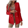 thumbnail image 1 of Quinlirra Blazers for Women Shoes Women's Summer Fashion Solid Color Slim Long Sleeve Double Breasted Suit Small Jacket, 1 of 5