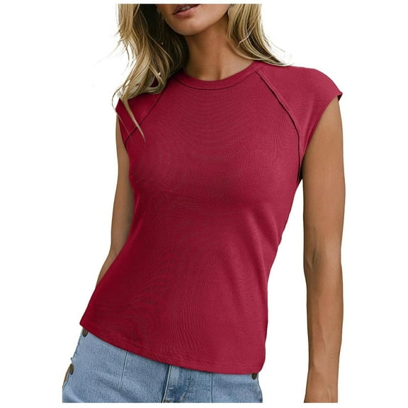 Quinlirra Camisoles Top for Women on Sale Fashion Women's Summer Casual Solid Color Loose Crewneck Tank Top