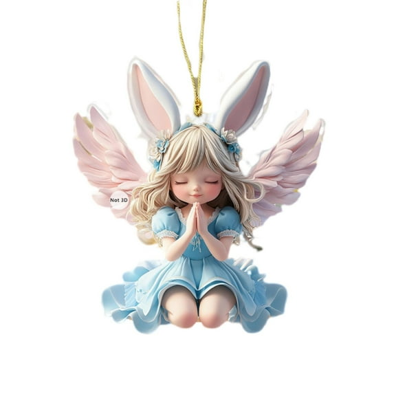 Todaioua Car Charm Angel Ornament - Easter Little Angel with Acrylic Pendant, Car Interior Hanging Decoration, Guardian Angel Rearview Mirror Charm, Spiritual Car Accessories, Gift for Drivers