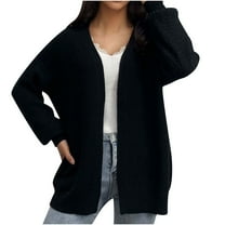 Quinlirra Cardigan Sweater For Women New European And American Loose Knitted Casual Lantern Sleeve Cardigan Sweater For Women V-neck Sweater