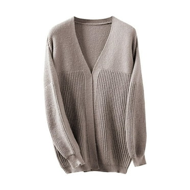 Quinlirra Cardigan Sweaters for Women Dressy Women's Casual Round Neck Long Sleeve Sweater Knitted Stripe Loose Blouse Tops