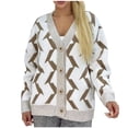 thumbnail image 1 of Quinlirra Cardigan Sweaters for Women Trendy Women's Loose Casual V-neck Cardigan Long Sleeved Sweater Knitted Cardigan, 1 of 5