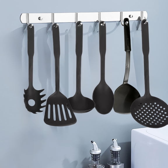Clearance 6-Piece Kitchen Cooking Utensils Set, Black Silicone Slotted Turner Spatula Spoons for Nonstick Cookware, Dishwasher Safe Kitchen Tools for Cooking and baking