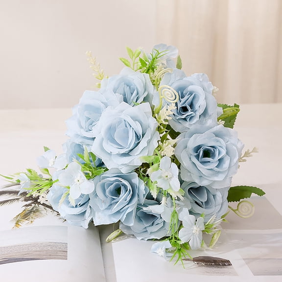 Quinlirra Clearance Artificial Flowers with Roses in Vase, Fix Lifelike Fake Flowers in Vase, Faux Flower Arrangements for Dining Table Centerpiece Decor