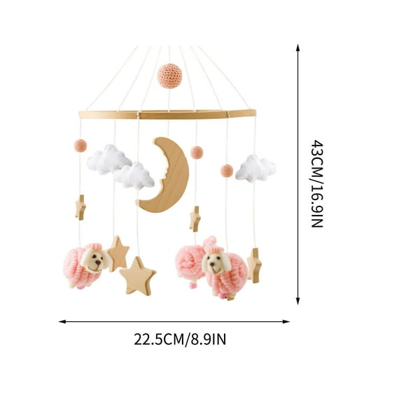 Todaioua Boho Baby Crib Mobile - Handmade Wooden Moon Stars Cloud Nursery Decor Soft Felt Beads Wind Chime Pendant for Newborn Infant Boy Girl Bassinet Crib Starry Night Theme