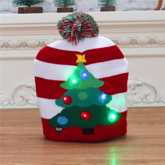 Todaioua Christmas Hat Light Up Hat LED Christmas Knitted Hat Colorful Xmas Hat for Kids Adults Christmas Hat Winter Snow Christmas Holiday Party Gifts