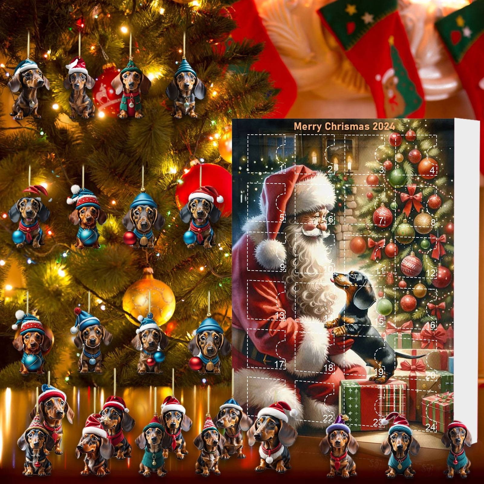 Quinlirra Clearance Dachshunds Christmas Advent Calendar 2024, Dog
