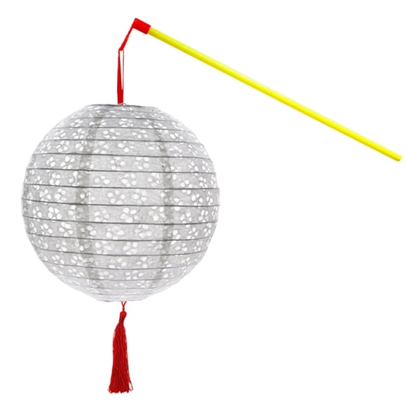 Todaioua Decorative Asian Paper Lanterns with LED Lights - Hollow Out Hanging Japanese Lamps with Tassel and Walking Stick for Festivals, Parties, and Home Decor