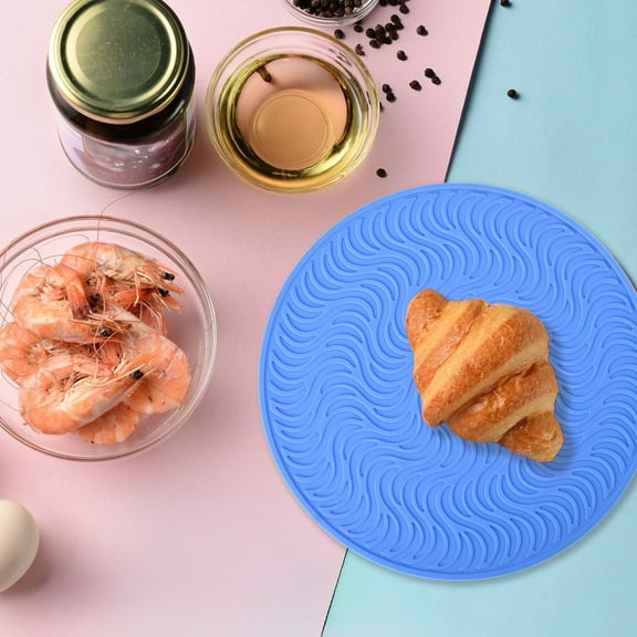 Todaioua Geometric Insulation Mat Silica Gel Heat Resistant Placemat Non-Slip Waterproof Oil Proof Kitchen Pan Mat for Household Use, Solid Color Design