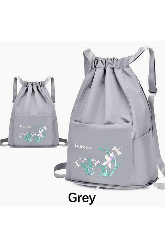 Large Drawstring Backpack Bag with Shoes Compartment, Waterproof Gym Sackpack Cinch for Women Men - Lake Blue