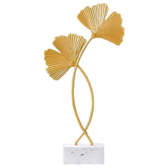 Quinlirra Clearance Metal Ginkgo Leaf Ornaments, Gold Ginkgo Leaf Desktop Decoration Sculpture, Modern Creative Home Décor Accents Statue for Office, Bedroom, Bookshelf