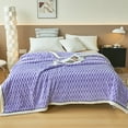 thumbnail image 1 of Quinlirra Clearance Queen Size Reversible Sherpa Fleece Blanket, Flannel Warm Thick Blanket-Soft Fluffy Blanket Sherpa Fleece Throw Cozy Queen Size Plush Bristles are Fluffy Purple, 1 of 6