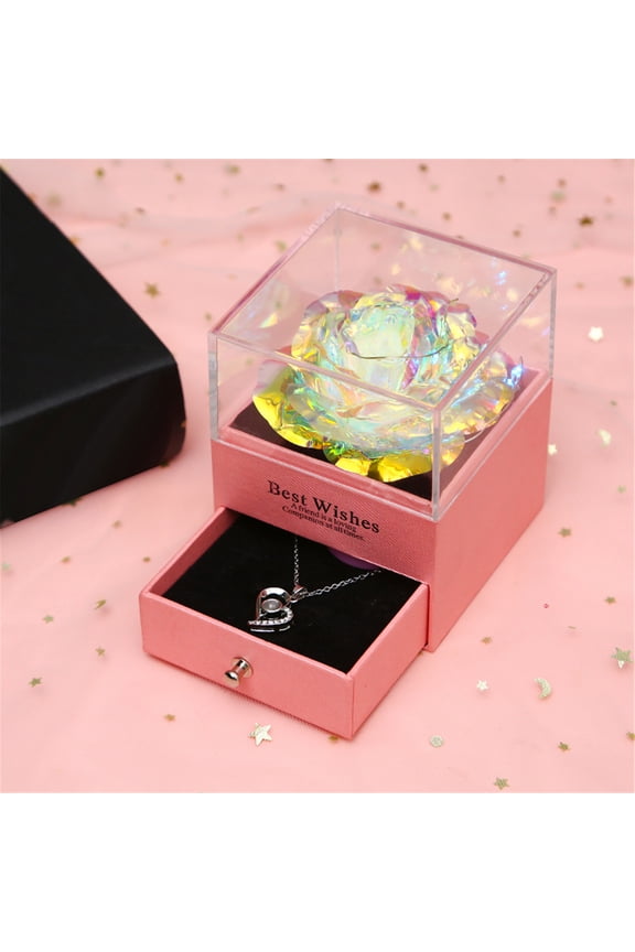 Roses with Necklace, Gifts for Her - Women Mom Wife Grandma Girlfriend on Anniversary Birthday Valentine’s Day Mother’s Day, Forever Rose of Christmas Romantic Gift Idea