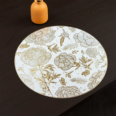 Todaioua Scandinavian Style Gold Insulated Placemats, Waterproof Non-Slip, Heat Resistant PVC, Washable, Elegant Dining Table Mats for Home & Kitchen 2#