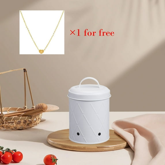 Vegetable Storage Tins, Metal Onion Garlic Potato Jars Set, Kitchen Canisters Vegetable Keeper Containers with Aerating Holes and Lid