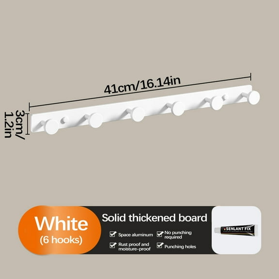 Todaioua Wall Mounted Coat Rack with 5 Metal Hooks for Hanging Coats, Hats, Towels, Purses, and Robes - Space-Saving Hook Rail for Entryway or Bedroom Organization - Black, 1 Pack