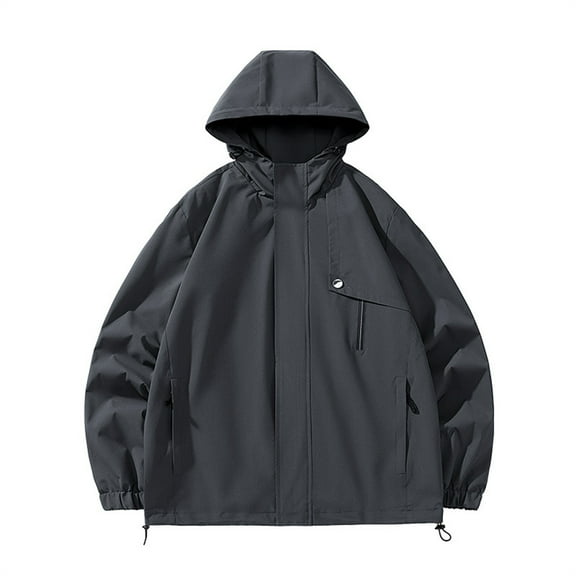 Quinlirra Coats for Women Long Women's New Outdoor Work Baggy Trend Hooded Solid Color Jacket Jacket