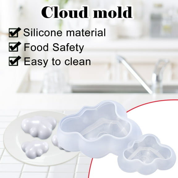 Todaioua Cute 3D Cloud Silicone Molds for Baking, Ice Cubes, Chocolate, Cake, Dessert, Candy, Mousse, Pastry, Handmade Soap, Cupcake Toppers - Reusable DIY Baking Tool for Cloud-Themed Creations