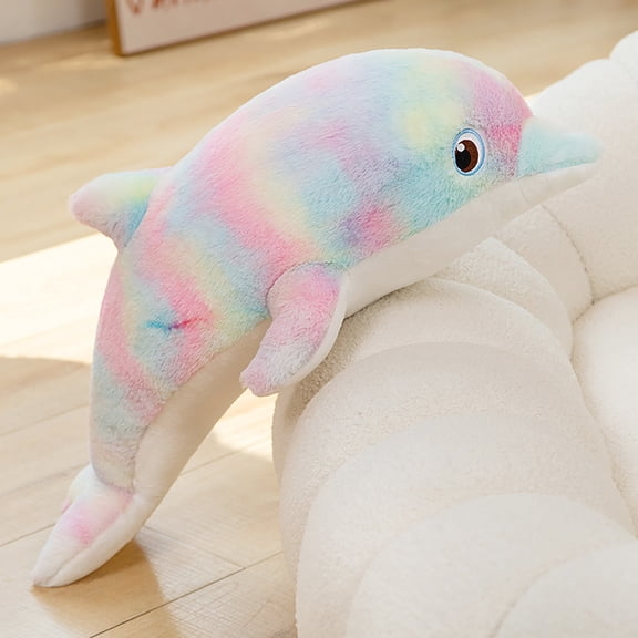 Quinlirra Dolphin Stuffed Animal Plush Toys, Soft Lovely Hugging Pillow Stuff Dolls Plushes for Children Girls Sleeping Cushion Gift Room Decor-B&19.68inch