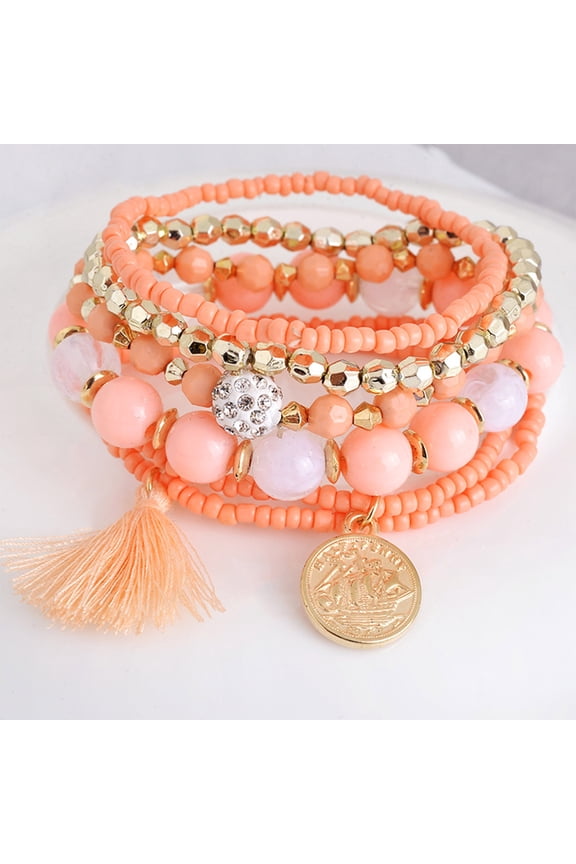 Easter Bracelets for Women Fashion 1 Set Stretch Acrylic Beaded Bohemian Lady Bracelet Bangle Easter Decor