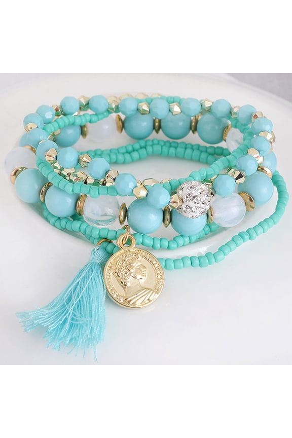 Easter Bracelets for Women Fashion 1 Set Stretch Acrylic Beaded Bohemian Lady Bracelet Bangle Easter Decor