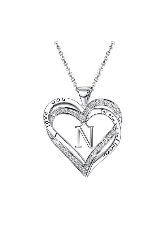 Easter Necklaces for Women Ladies Double Heart Diamond Necklace With 26 English Letters Couple Necklace Easter Decor