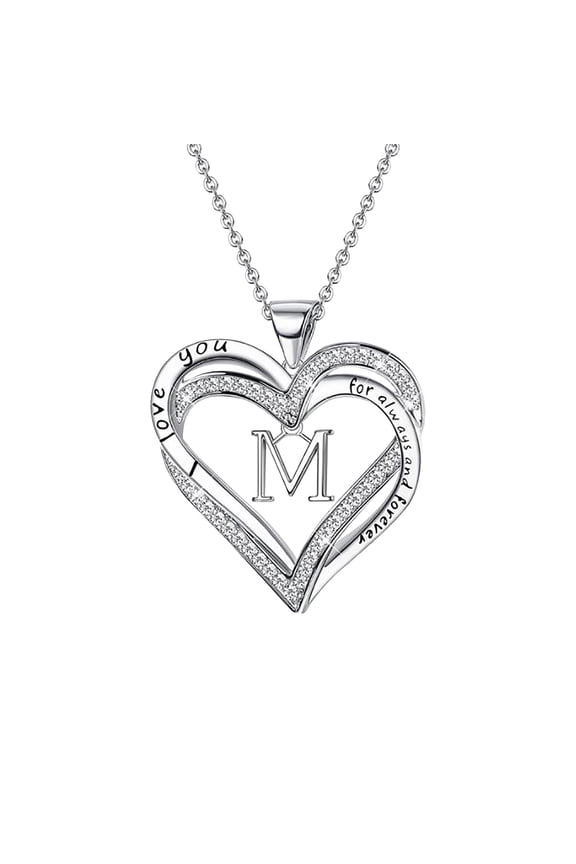 Easter Necklaces for Women Ladies Double Heart Diamond Necklace With 26 English Letters Couple Necklace Easter Decor