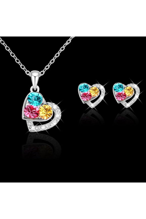Easter Necklaces for Women Ladies Fashion Rose Heart Diamond Pendant Necklace Mother's Day Gift Jewelry Easter Decor
