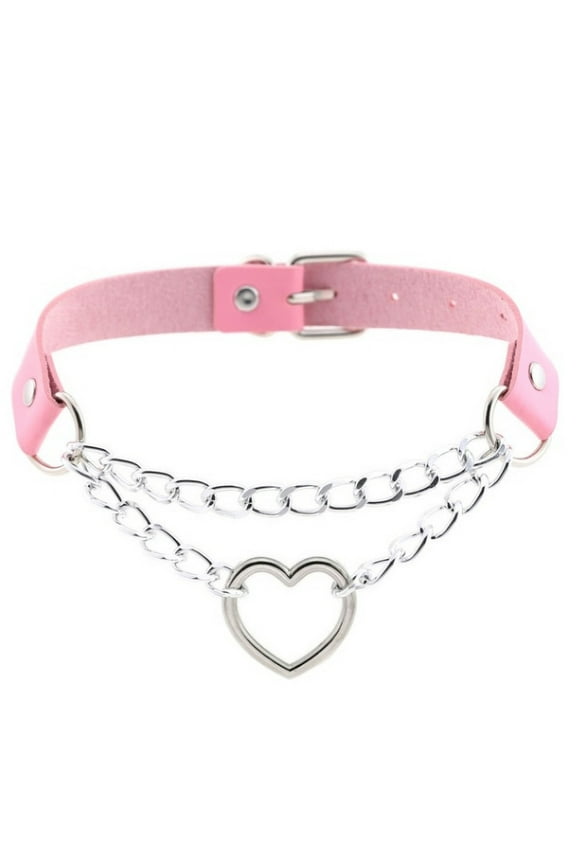 Quinlirra Easter Necklaces for Women Women Chain Choker Necklace Heart Metal Leather Collar Necklace Easter Decor