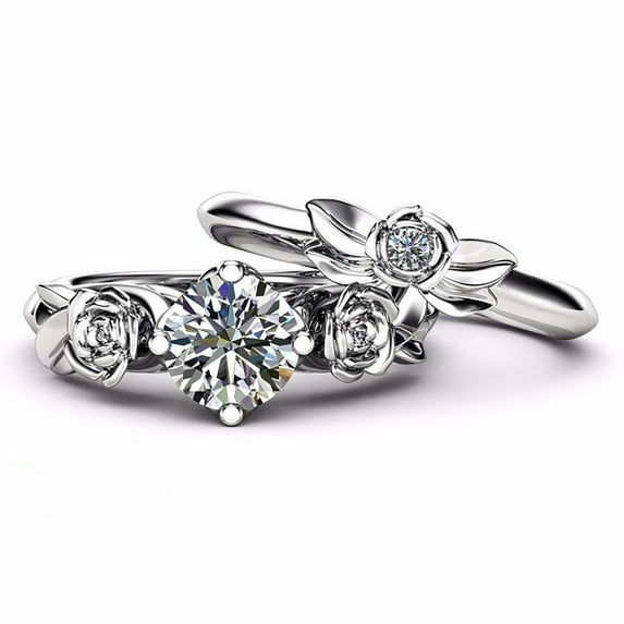 Quinlirra Easter Rings for Women Ladies Fashion Rose Flower Diamond Couple Easter Decor