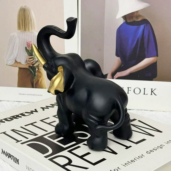 Todaioua Elephant Figurines, Home Decor, Collectibles - Black And Golden Elephants Crafts Ornament, Style Gifts For Elders, Desktop Decoration, Unique Gifts, Elegant Home Accents, Cultural Art