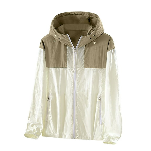 Quinlirra Fall Jackets For Women 2025 Long men and women Lightweight Cool And Lightweight Color blocking splicing Sunscreen Jacket Coat