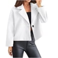 thumbnail image 1 of Quinlirra Fall Jackets for Women 2025 Quilted Women's Fall And Winter Fashion Suit Collar Solid Color Woolen Small Coat Women's Clothing Long Sleeve Hoodless Casual Coat/jacket S White, 1 of 6