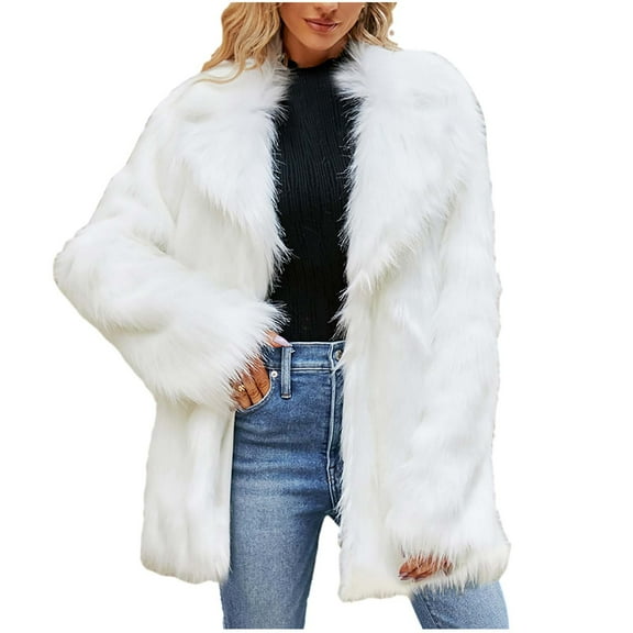 Rutainlusire Fall Jackets for Women 2026 Fleece Women Winter Warm Faux Coat Solid Color Warm Furry Faux Jacket Long Sleeve Outerwear