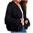 thumbnail image 1 of Quinlirra Fall Jackets for Women 2025 Fleece Women Winter Warm Faux Coat Solid Color Warm Furry Faux Jacket Long Sleeve Outerwear XXXL Black, 1 of 6