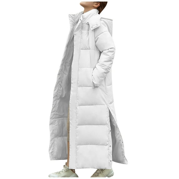 Quinlirra Fall Jackets for Women 2025 Winter Fashion Woman Lengthened And Thickened Medium Length Down Cotton Jacket XXXL White