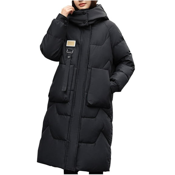 Quinlirra Fall Jackets for Women 2025 Women's Long Sleeved Solid Color With Pocket Lapel Cotton Jacket XL Black