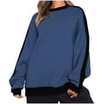 thumbnail image 1 of Quinlirra Fall Sweatshirts for Women Women's Round Neck Long Sleeved Top With Slit Hem Sweatshirt, 1 of 3
