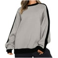 thumbnail image 1 of Quinlirra Fall Sweatshirts for Women Women's Round Neck Long Sleeved Top With Slit Hem Sweatshirt, 1 of 3