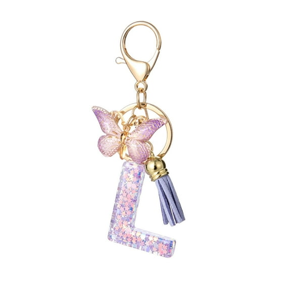 Todaioua Fashion Alphabet Initial Letter Keychain with Tassel & Butterfly Pendant, Personalized Key Ring for Women & Girls, Stylish Purse Handbag Accessories, A-Z Letter Options, Durable & Lightweigh