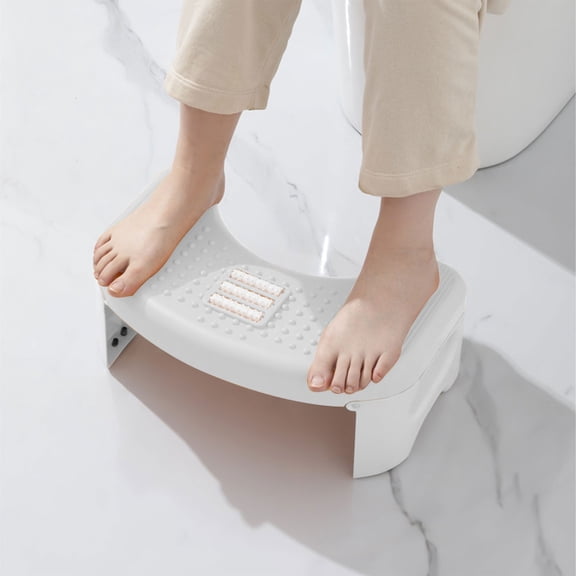 Quinlirra Foldable Toilet Stool for Adults, Poop Stool for Squatting Posture, Sturdy Toilet Step Stool, Steps Squat Stool, Easy to Use&Wash-White&18.11x10.23x7.08inch