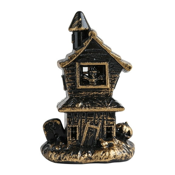 EKIDAZB Halloween Table Decorations Indoor, Lighted Haunted House Decor, Spooky Castle Decorations, for Home Kitchen Fireplace Office Desk Ornaments-Gold&