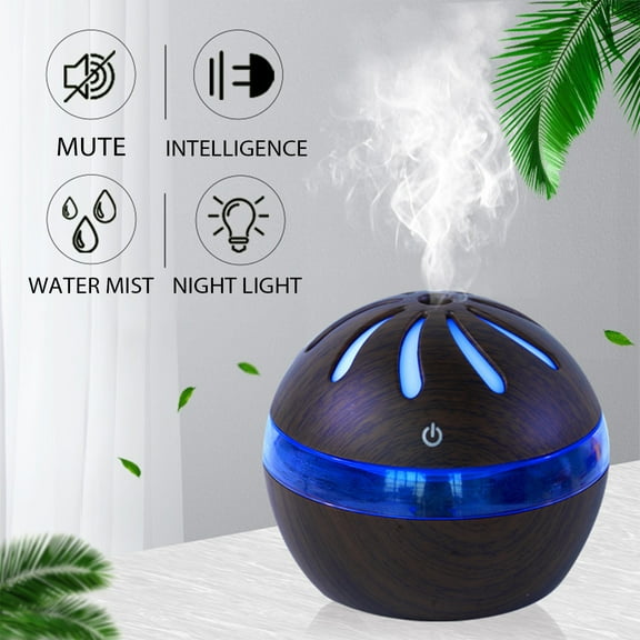 Todaioua Home Essentials Humidifiers For Bedroom Dehumidifiers For Home Christmas Gifts 300ML Creative Windmill Wood Grain Colorful Night Atomizing Humidifier Aromatherapy Oil Diffuser