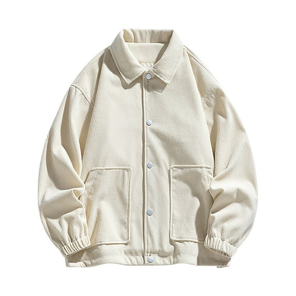 Quinlirra Hoodeless Jackets for Men Men's Solid Color Casual Loose Fitting Long Sleeved Hooded Jacket Hoodless Casual Outwear Jackets