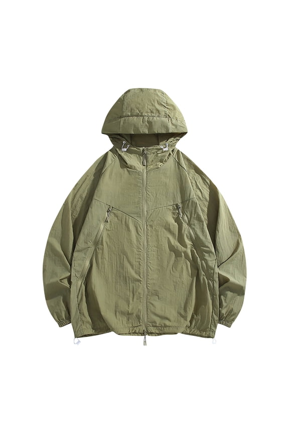 Jackets for Men Fashion Men's Solid Color Ice Silk Pocket Zipper Sunscreen Clothes